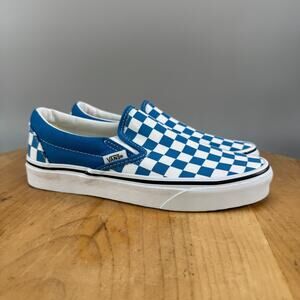 Vans Classic Slip On Checkerboard Womens Size 6.5 Shoes Dazzling Blue True White